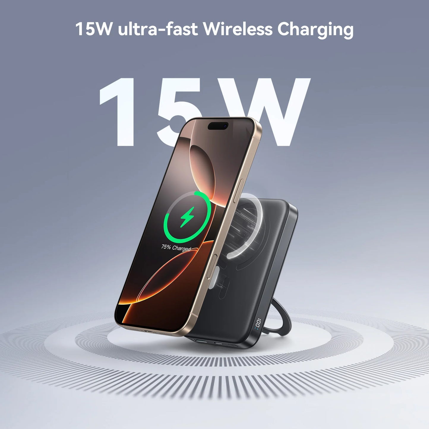 Externer Wireless-Akku Joyroom JR-PBM12, 10000mAh, 22.5W, QC + PD + FQI, 1 x QI - 1 x USB-A - 1 x USB-C, Schwarz