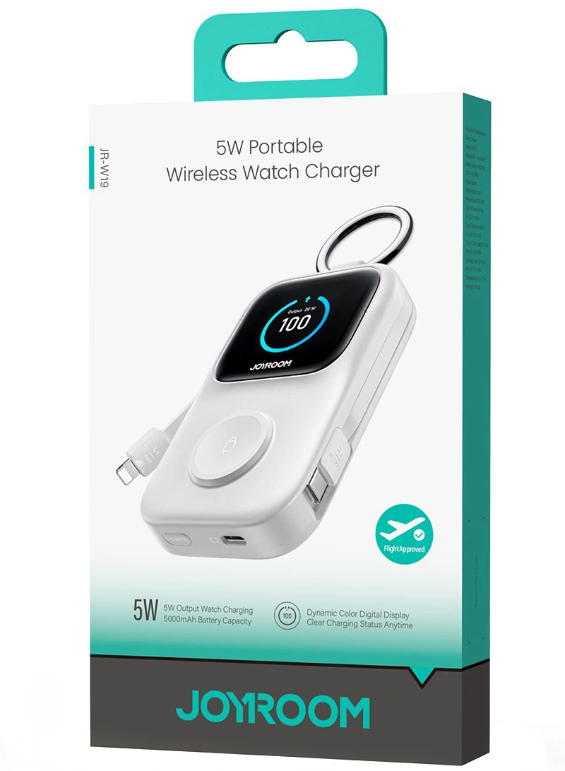 Wireless Externe Batterie Joyroom JR-W19, 5000mAh, 20W, QC + PD, 1 x Lightning - 1 x QI - 2 x USB-C, Weiß