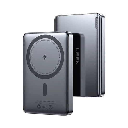 Wireless Externe Batterie Lisen L601 Pro, 10000mAh, 27W, PD + FQI, 1 x QI - 1 x USB-C, Grau YL0325100009