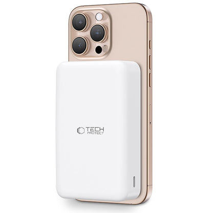 Kabelloser externer Akku Tech-Protect PB12 LifeMag, 20000 mAh, 20 W, QC + PD + FQI, 1 x QI – 1 x USB-A – 1 x USB-C, Weiß