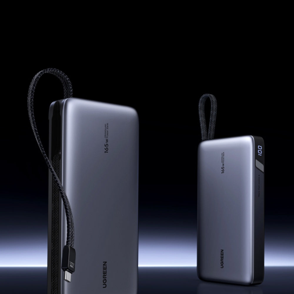 Externer Akku UGREEN PB726 (55995B), 25000mAh, 165W, QC + PD, 1 x USB-A - 3 x USB-C, Grau