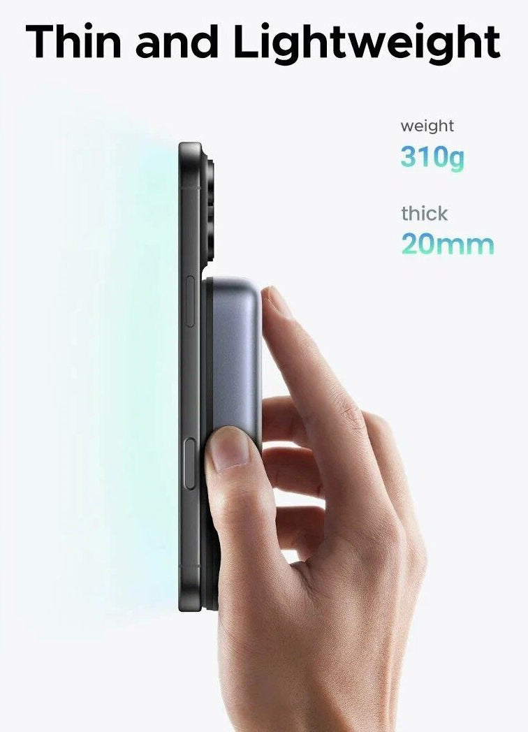 Externer Wireless-Akku UGREEN PB562, 10000mAh, 20W, PD + FQI, 1 x QI - 1 x USB-C, Schwarz