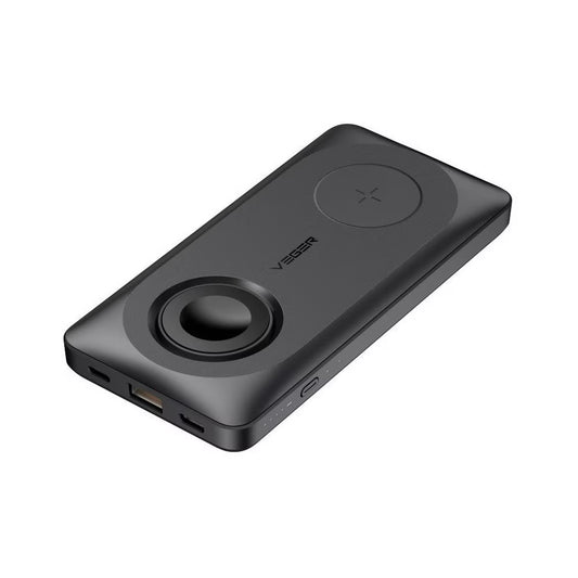 Externer Wireless-Akku Veger MagMulti W1156, 10000mAh, 22.5W, QC + PD + FQI, 2 x QI - 1 x USB-A - 1 x USB-C, Schwarz
