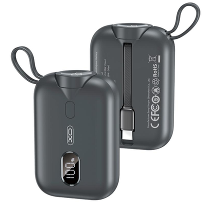 Externer Wireless-Akku XO Design PR260, 10000mAh, 20W, PD + QI, 1 x QI - 2 x USB-C, Schwarz