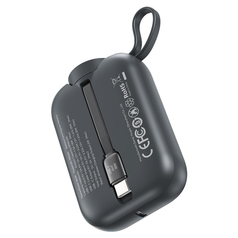 Externer Wireless-Akku XO Design PR260, 10000mAh, 20W, PD + QI, 1 x QI - 2 x USB-C, Schwarz