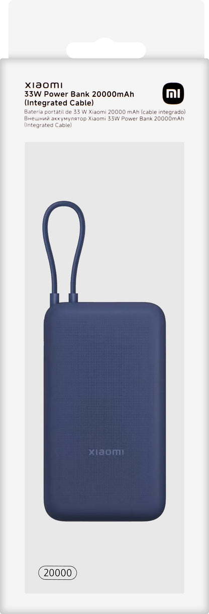 Externer Akku Xiaomi, 20000mAh, 33W, QC + PD, 1 x USB-A - 2 x USB-C, Blau BHR8975GL