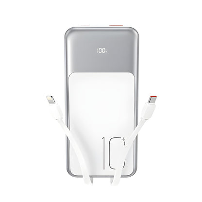 Externer Akku XO Design PR248, 10000mAh, 22.5W, QC + PD, 1 x Lightning - 1 x USB-A - 2 x USB-C, Weiß