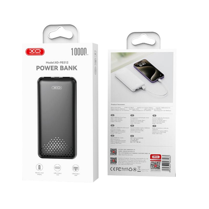 Externer Akku XO Design PB312, 10000mAh, 10W, 2 x USB-A, Schwarz