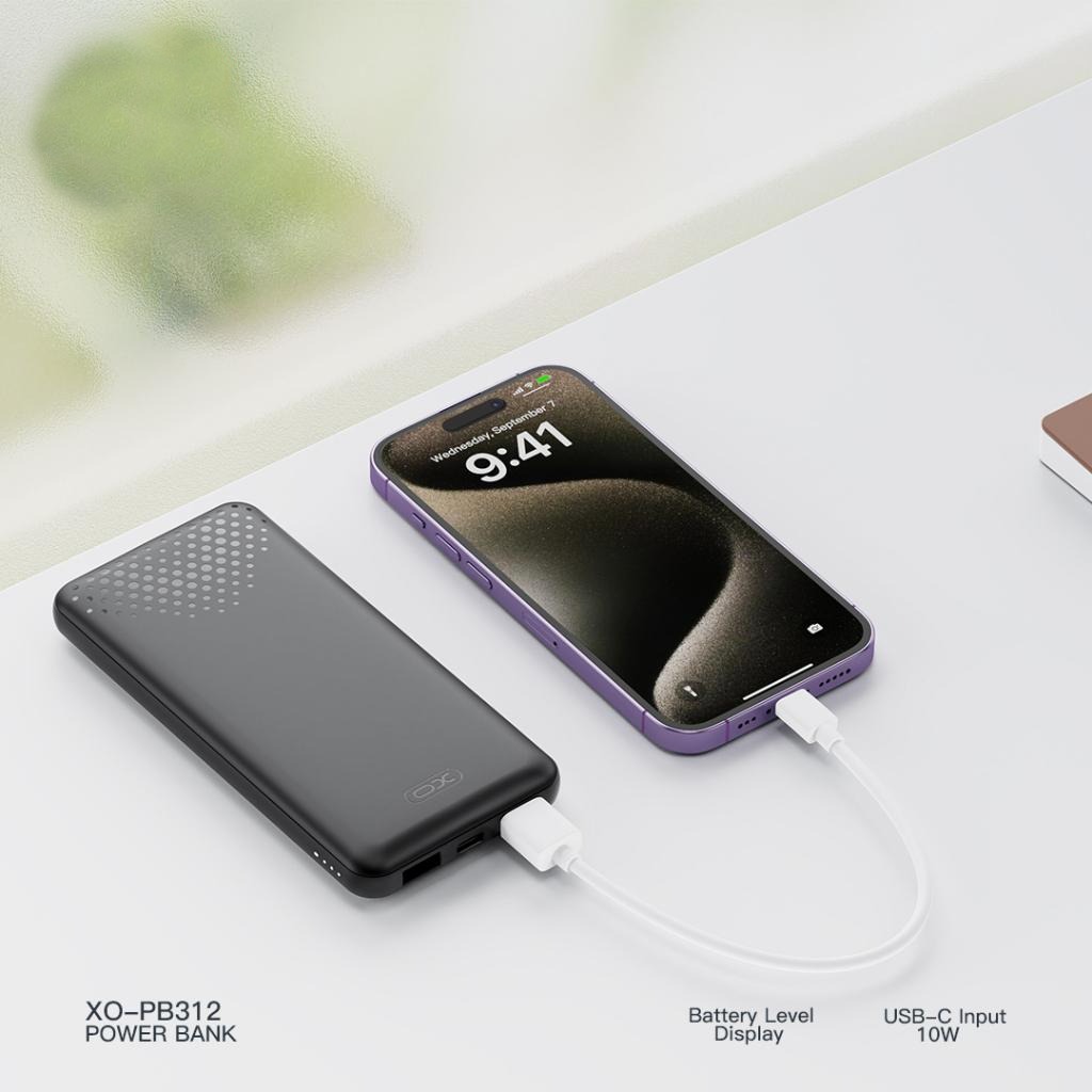 Externer Akku XO Design PB312, 10000mAh, 10W, 2 x USB-A, Schwarz