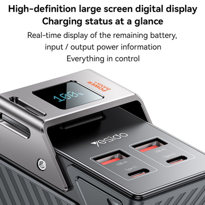 Externe Batterie Yesido YP62, 30000mAh, 22,5W, QC + PD, 2 x USB-A - 2 x USB-C, Schwarz
