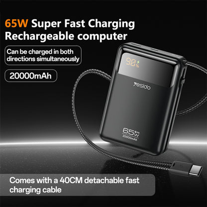 Externe Batterie Yesido YP97, 20000mAh, 65W, PD, 2 x USB-C, Grau