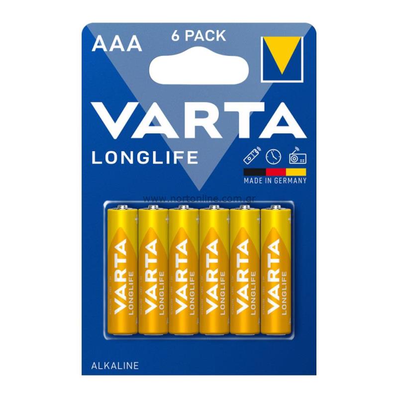 Varta Longlife 4103 Battery, AAA / LR3, Set of 6 pieces