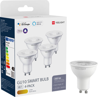 Yeelight W1 LED Bulb, Wi-Fi, GU10, 4.8W, 2700K, 350lm, Set of 4 pieces YLDP004