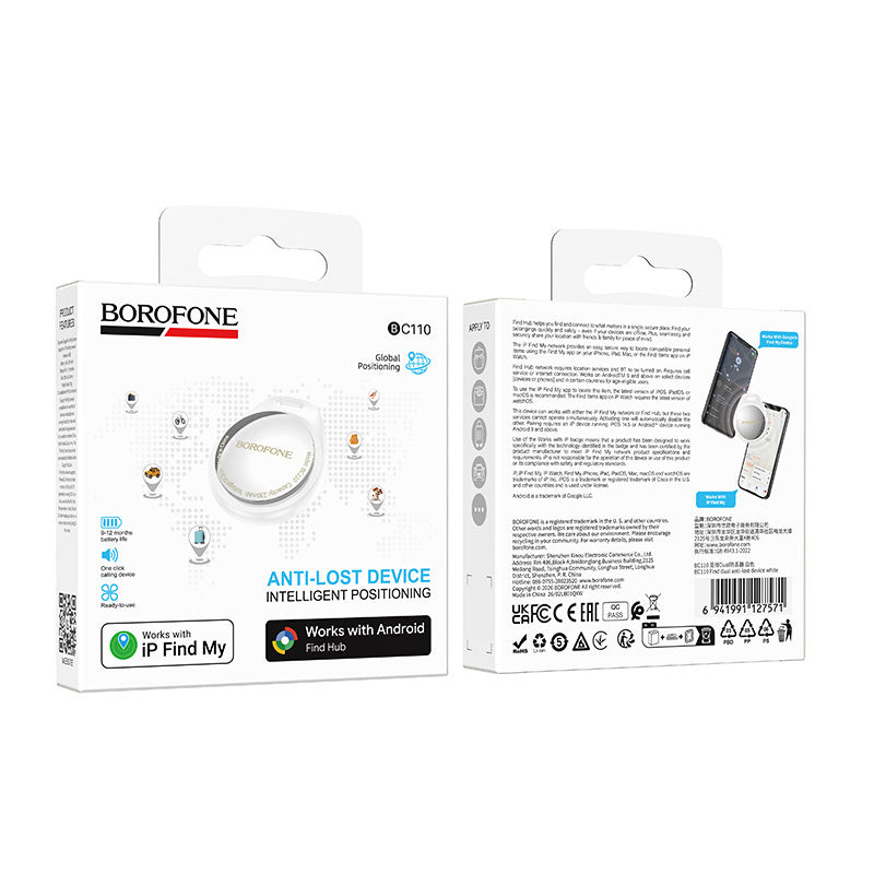 Borofone BC110 Find Dual Tracker für iOS / Android Series, Weiß