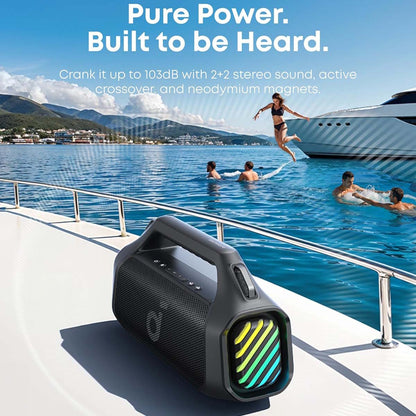 Tragbarer Bluetooth-Lautsprecher Anker SoundCore Boom 2 Pro, 140W, TWS, RGB, Wasserdicht, Schwarz A3134A11