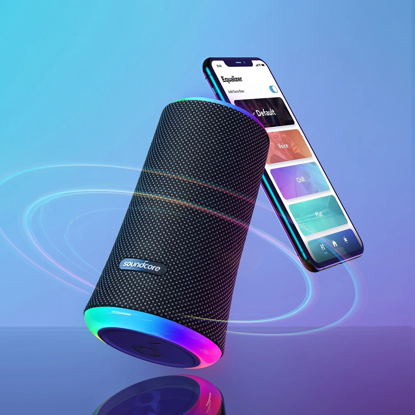 Anker SoundCore Flare 2 Portable Bluetooth Speaker, 20W, RGB, Waterproof, Black A3165G11