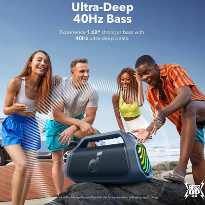 Tragbarer Bluetooth-Lautsprecher Anker SoundCore Boom 2 Plus, 140W, TWS, RGB, wasserdicht, Blau A3134031