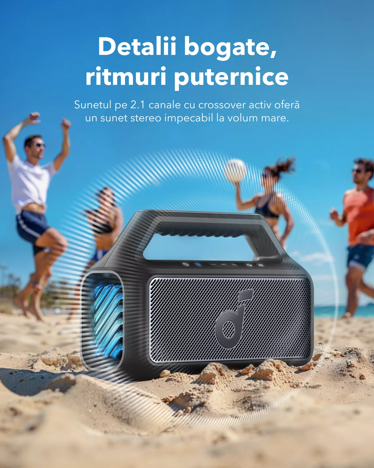 Tragbarer Bluetooth-Lautsprecher Anker SoundCore Boom 2 Neue Version, 80W, TWS, RGB, Wasserdicht, Schwarz A3138012