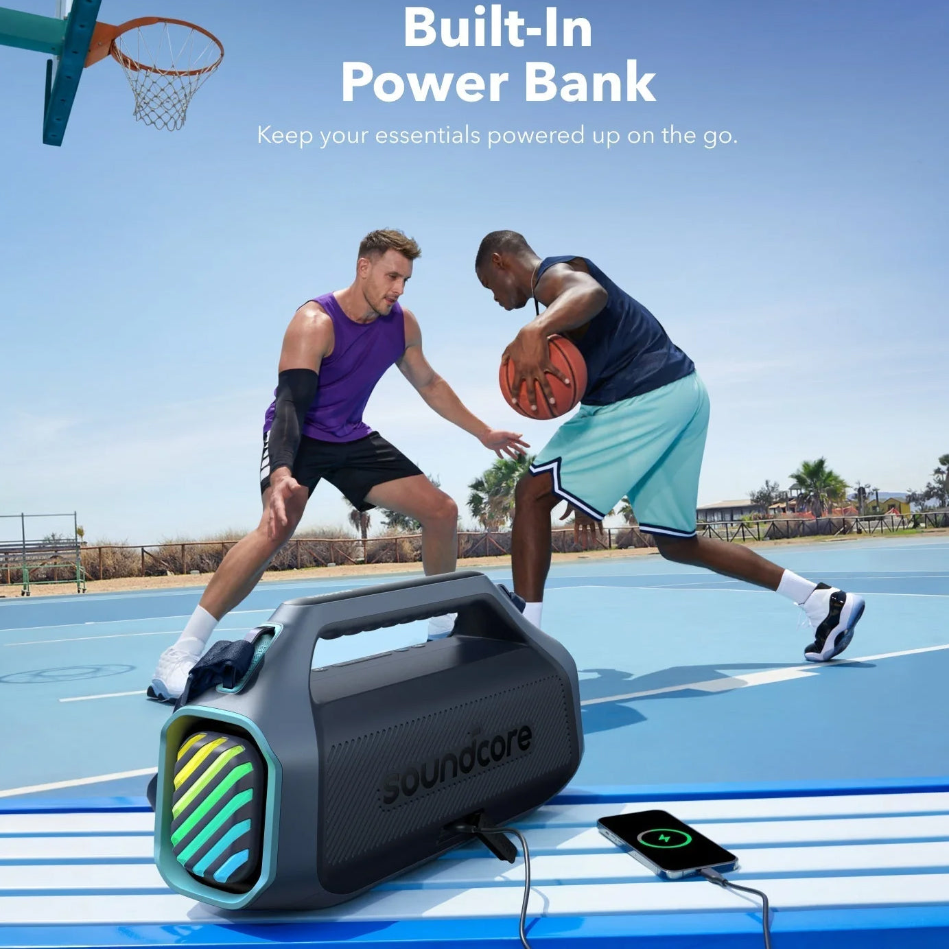 Tragbarer Bluetooth-Lautsprecher Anker SoundCore Boom 2 Plus, 140W, TWS, RGB, wasserdicht, Blau A3134031