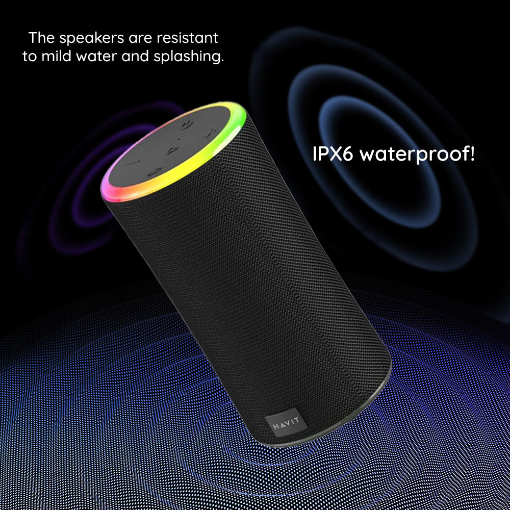Tragbarer Bluetooth-Lautsprecher HAVIT SK833BT, 2 x 10W, RGB, wasserdicht, Schwarz