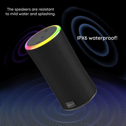 Tragbarer Bluetooth-Lautsprecher HAVIT SK833BT, 2 x 10W, RGB, wasserdicht, Schwarz