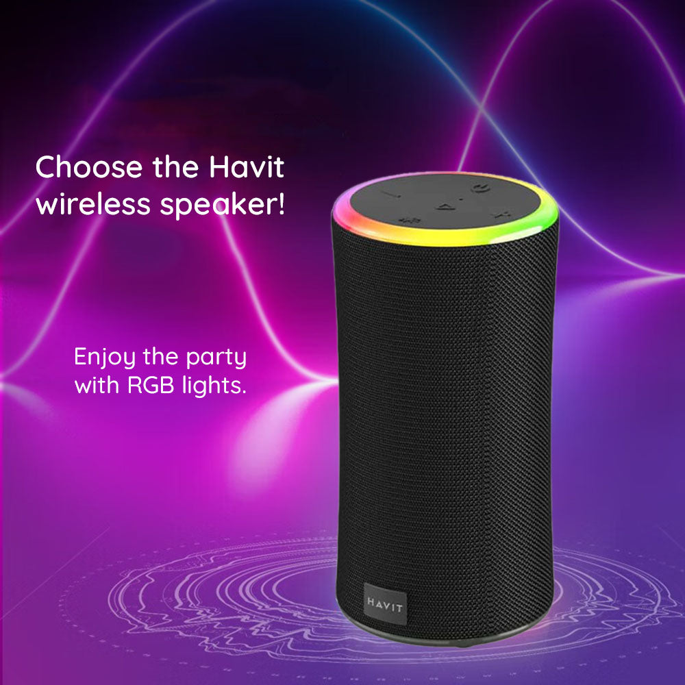 Tragbarer Bluetooth-Lautsprecher HAVIT SK833BT, 2 x 10W, RGB, wasserdicht, Schwarz