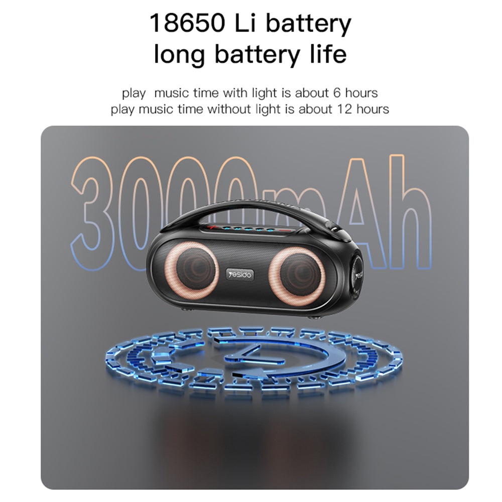 Tragbarer Bluetooth-Lautsprecher Yesido YSW19, 40W, RGB, Wasserdicht, Schwarz