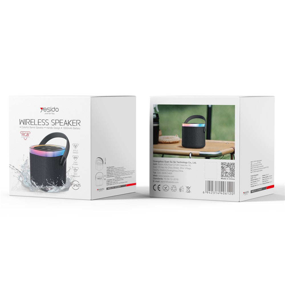 Tragbarer Bluetooth-Lautsprecher Yesido YSW25, 5W, RGB, Schwarz