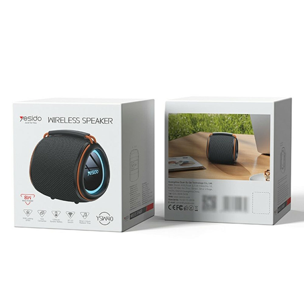 Tragbarer Bluetooth-Lautsprecher Yesido YSW40, 8W, RGB, Schwarz