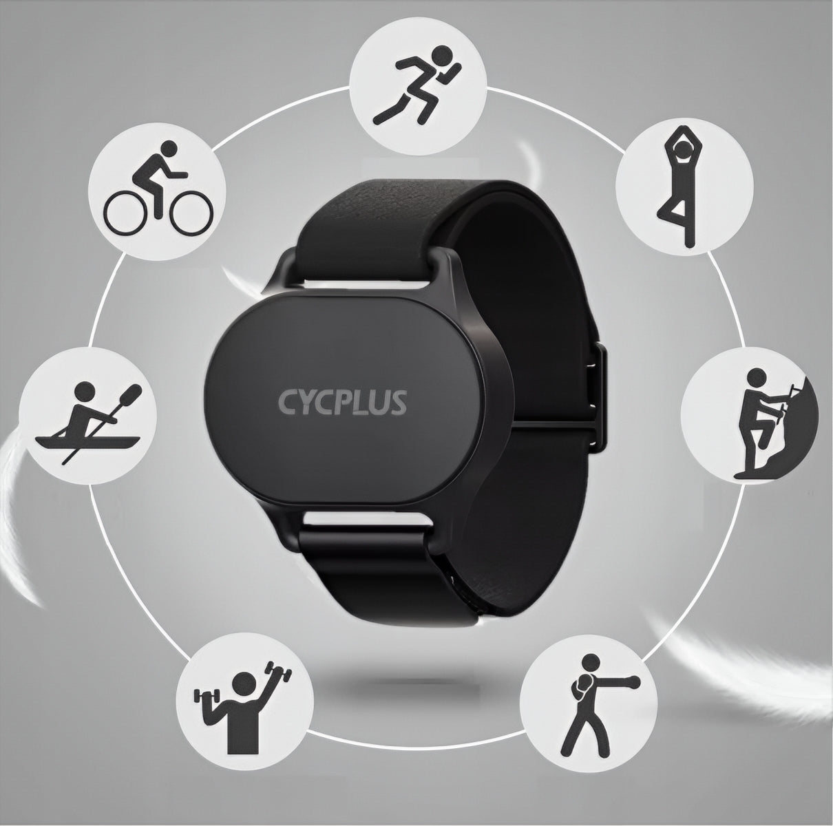 Cycplus H1 Herzfrequenz-Monitor-Armband, Schwarz