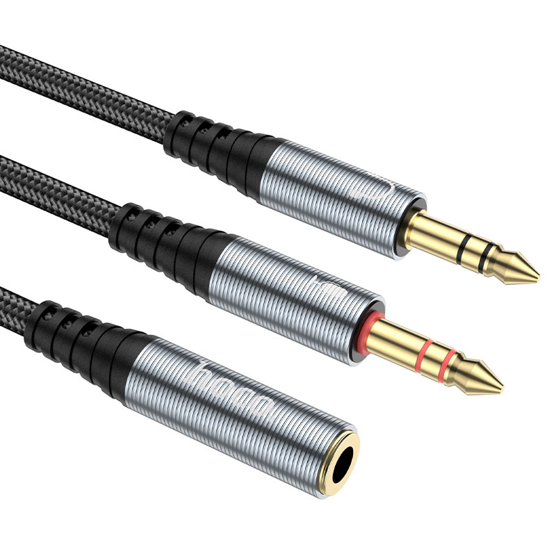 Audioadapter 3.5mm - 2 x 3.5mm HOCO UPA21, 0.25m, Schwarz
