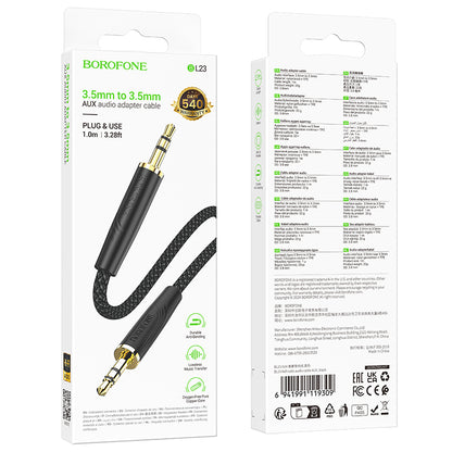 Audio-Kabel 3.5mm - 3.5mm Borofone BL23 Refinado, 1m, Schwarz