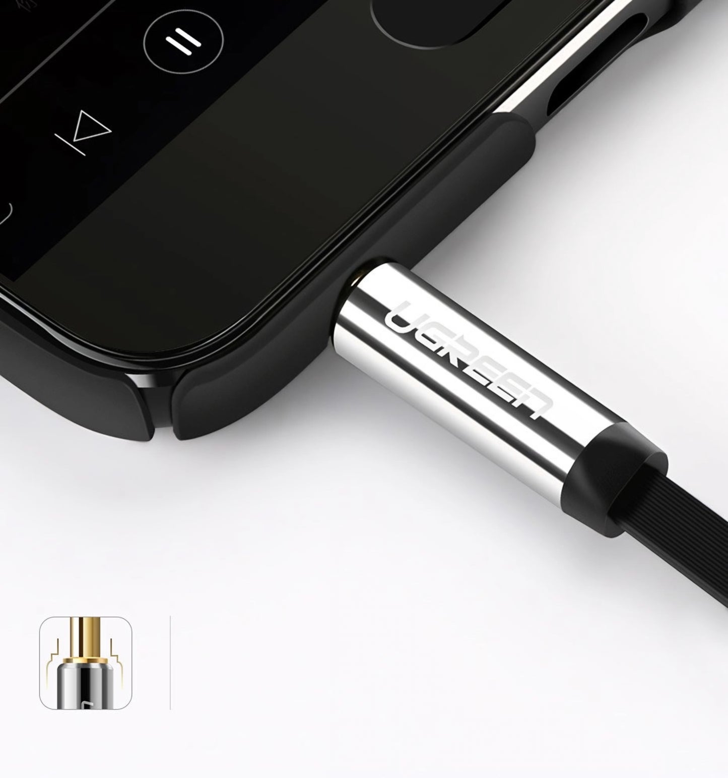 Audio Kabel 3.5mm - 3.5mm UGREEN AV119 Angled, 3m, Schwarz