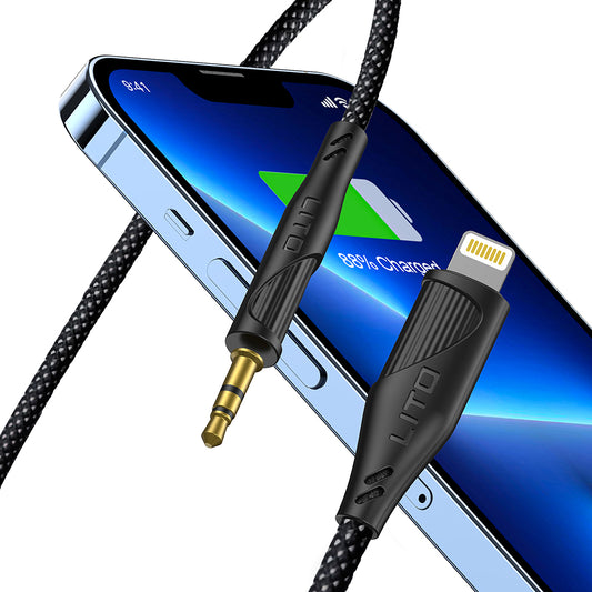 Audio-Kabel Lightning - 3,5mm Lito LA02, 1m, Schwarz