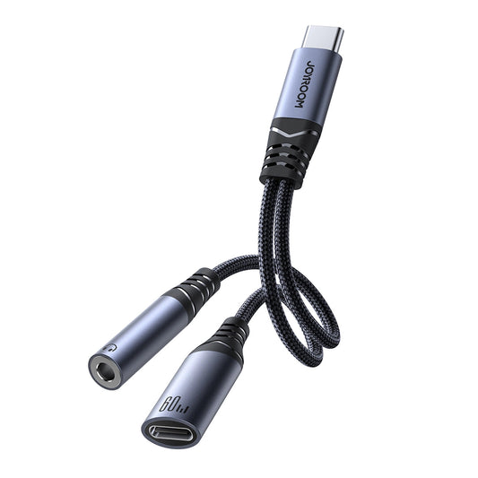 Audio-Kabel USB-C - 3,5 mm / USB-C Joyroom SY-C02, 0,14 m, Schwarz