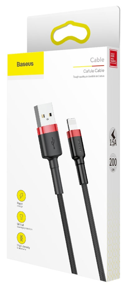 Daten- und Ladekabel USB-A – Lightning Baseus Coffee, 15 W, 2 m, Rot CALKLF-C19