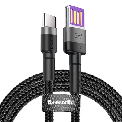 Baseus Cafule HW Quick Charging USB-A - USB-C Data and Charging Cable, 100W, 1m, Gray CATKLF-PG1