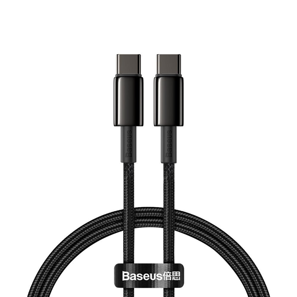 Data and Charging Cable USB-C - USB-C Baseus Tungsten Gold, 100W, 1m, Black CATWJ-01