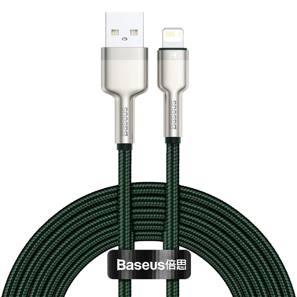 USB-A - Lightning Lade- und Datenkabel Baseus Cafule Metal Series, 18W, 2m, Grün CALJK-B06