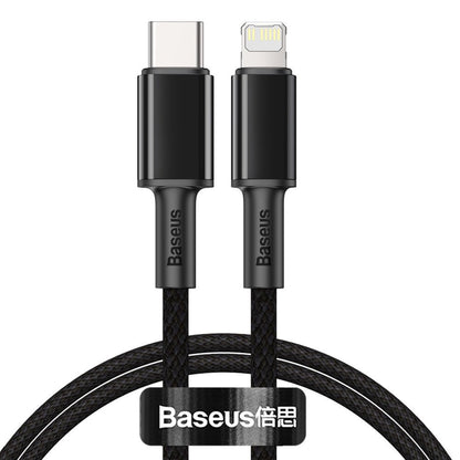 USB-C Data and Charging Cable - Lightning Baseus High Density Braided, 20W, 1m, Black CATLGD-01