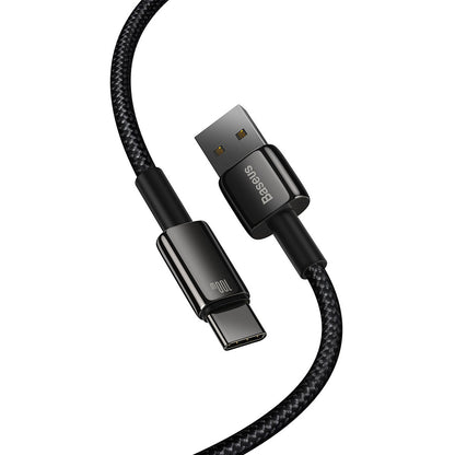 Daten- und Ladekabel USB-A - USB-C Baseus Tungsten Gold, 100 W, 2 m, Schwarz CAWJ000101