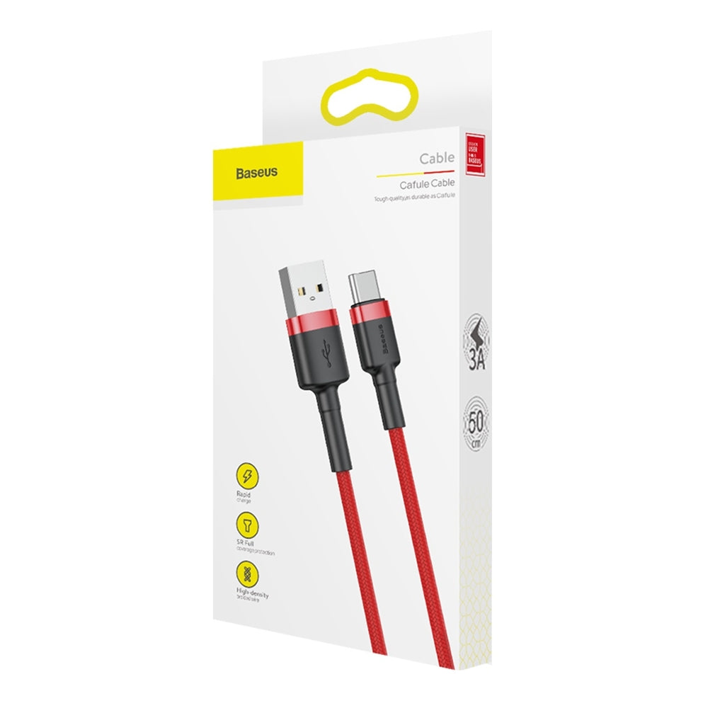 Daten- und Ladekabel USB-A - USB-C Baseus Coffee, 18 W, 0,5 m, Rot CATKLF-A09