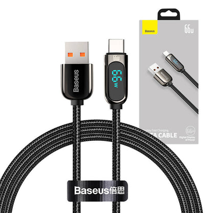 Daten- und Ladekabel USB-A - USB-C Baseus Display Schnellladung, 66 W, 1 m, Schwarz CASX020001