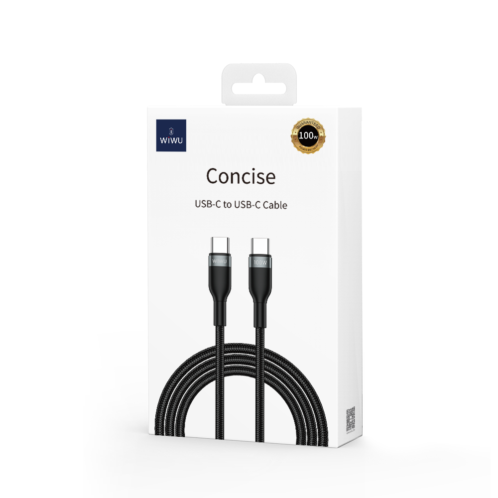 Daten- und Ladekabel USB-C - USB-C WiWu Wi-C017, 100 W, 1,2 m, Schwarz