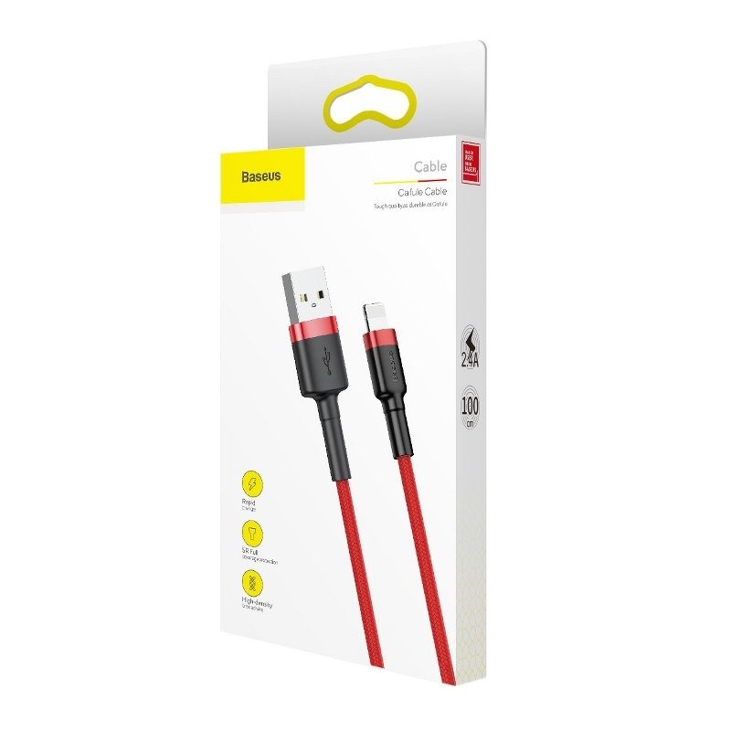 USB-A - Lightning Lade- und Datenkabel Baseus Cafule, 18W, 1m, Rot CALKLF-B09