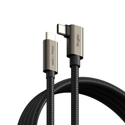 USB-C Daten- und Ladekabel - USB-C Ringke 2X2 Angled, 240W, 2m, Schwarz