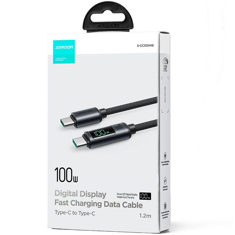 USB-C Daten- und Ladekabel - USB-C Joyroom S-A16 Prism Display, 100W, 1.2m, Schwarz