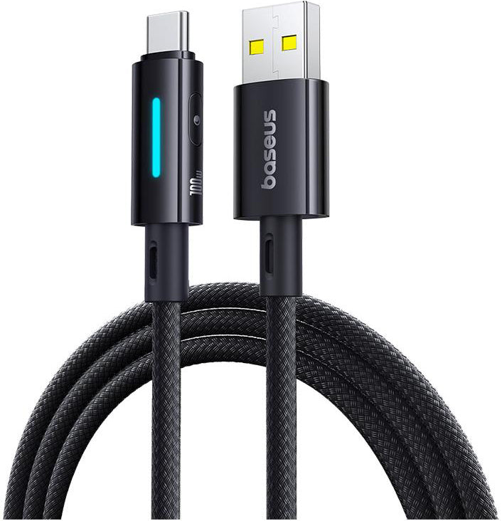 USB-A - USB-C Daten- und Ladekabel Baseus Lit Button Control, 100W, 1m, Schwarz P10379002121-00