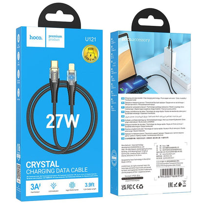 USB-C - Lightning Daten- und Ladekabel HOCO U121, 27W, 1.2m, Schwarz