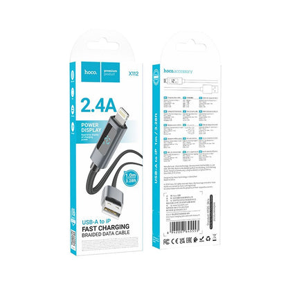 Daten- und Ladekabel USB-A - Lightning HOCO Display X112, 18W, 1m, Schwarz